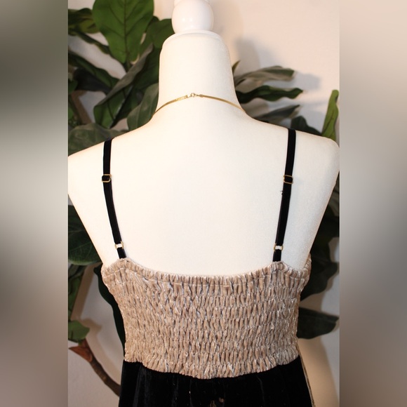 Taylor & Hyde Vintage Y2K Black Brown Gold Velvet Floral Midi Slip Dress - Picture 11 of 13